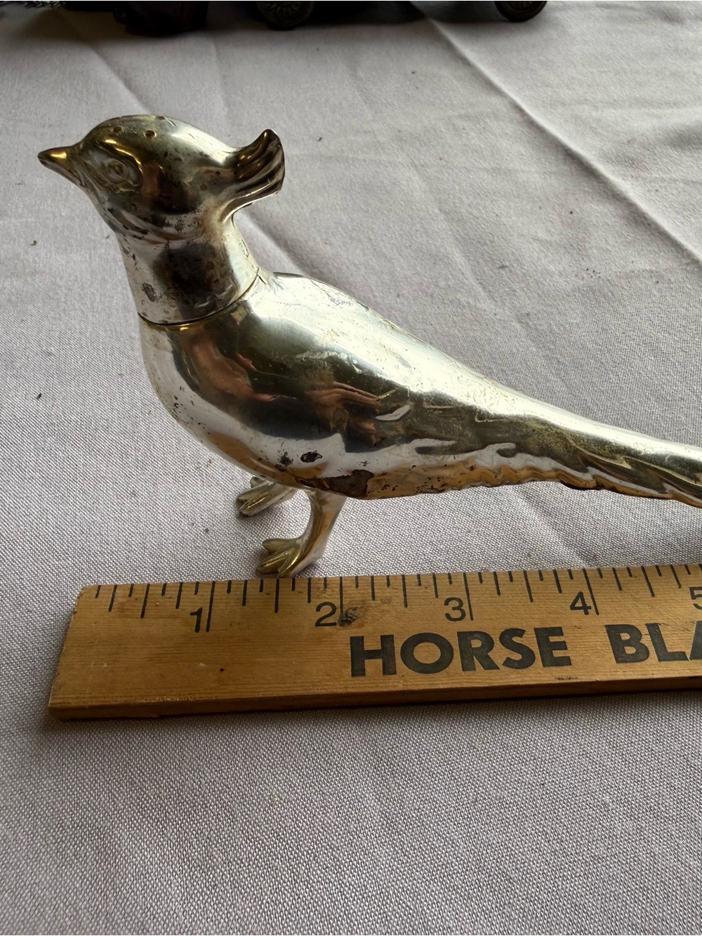Silver-Tone Brass Pheasant Figurine Pepper Shaker